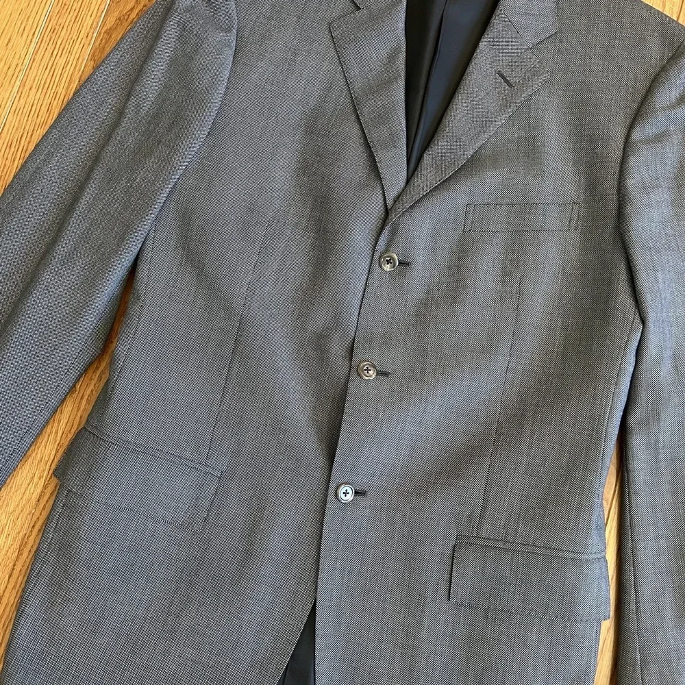 Polo‎ Ralph Lauren Blazer Men 42L Grey Virgin Wool Tuxedo Suit Made In Italy